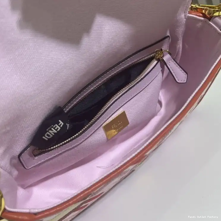 Affordable HOT Canvas In FF Bag Fendi Baguette Multi Medium Pink Motif 0605